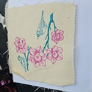 Handmade machine embroidery bird patch